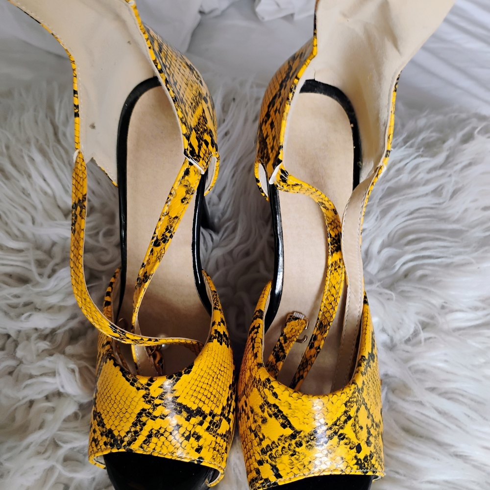 Yellow Snakeskin Women's Heels